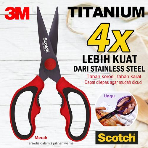 Foto Produk Scotch 3M Gunting Dapur Titanium Detachable, bisa dilepas - Merah dari Cutteristic