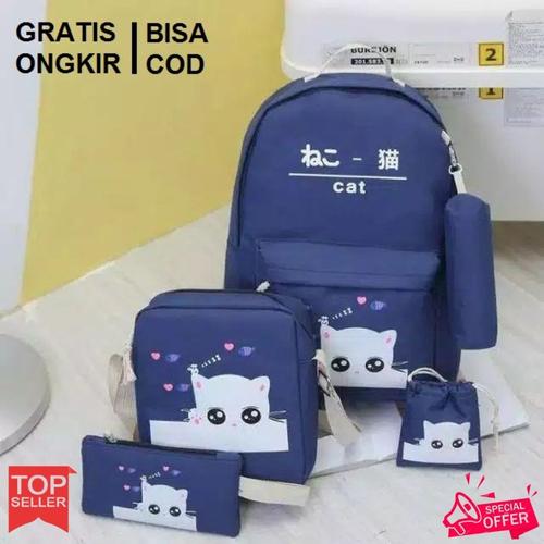 Foto Produk Grosir Tas Ransel Anak Sekolah SD Laki Perempuan 4in1 Cat Murah Pink - Biru dari Gudang Tas Murah Bandung
