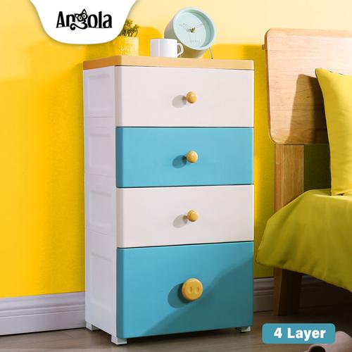 Foto Produk Lemari Laci Lemari Plastik 4 susun Lemari Penyimpanan Loker laci C11 - Biru+Putih dari Angola Official Store