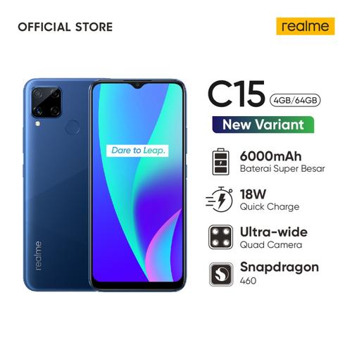 Foto Produk Realme C15 4/64 GB Qualcomm Edition - Garansi Resmi Realme - Biru dari Universe Store