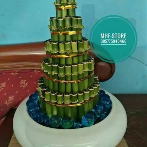 Foto Produk Paket all in tanaman hias bambu hoki vas keramik hydrogel dari mhf-store