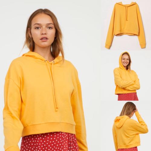 Foto Produk Sweater HnM Crop Top Hoodie Sweatshirt Mustard Original H&M Kuning dari OTOMO Store