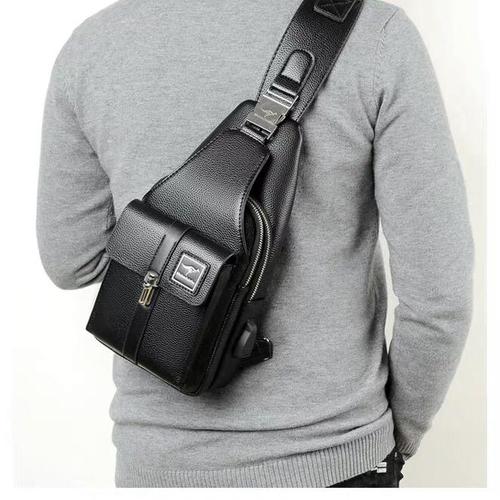 Foto Produk Tas Selempang Pria / Tas Bahu Pria / Danilbag Hitam & Navy Free Dompet - Hitam dari Rits.Collection