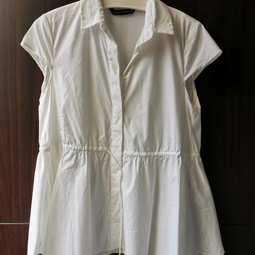 zara white shirt with cinchable waist 