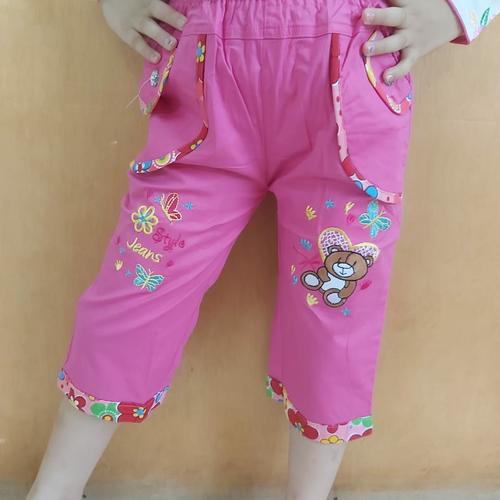 Foto Produk Celana katun pendek anak perempuan motif bordir bear teddy jeans style - Size M, Fanta dari SanSanID
