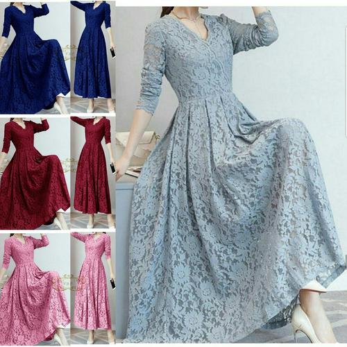 Jual maxi long dress party dress brukat 