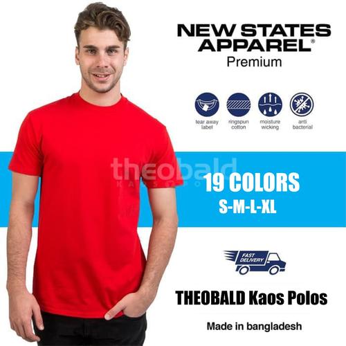 Foto Produk Kaos Polos New States Apparel Premium Cotton 7200 (COLOR, SIZE S-XL) dari Kaos Polos Theobald