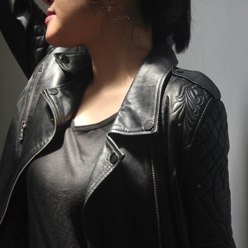 black leather jacket for woman