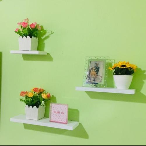 Foto Produk 3 pcs rak dinding rak gantung floating shelves - Putih dari 703 handmade