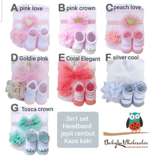 Foto Produk Headband kaos kaki jepit rambut bayi 3in1 / Aksesoris bayi dari BABYKU WHOLESALER