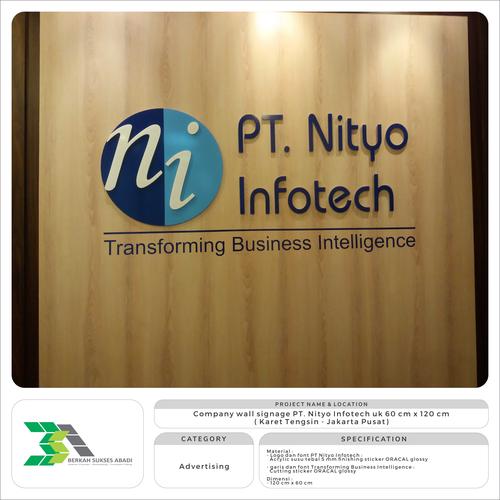 Jual Company wall signage 120 x 60 cm logo perusahaan acrylic letter timbul Kota Tangerang