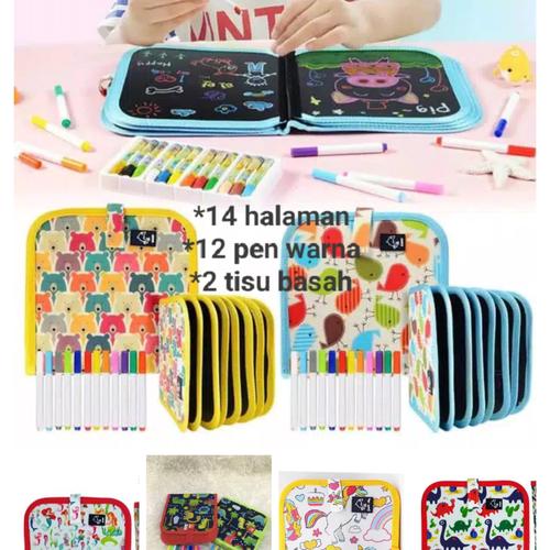 Foto Produk BUKU GAMBAR PORTABLE BISA DIHAPUS 14 Halaman 12 Pen Warna dan 2 tisu dari MIAtamia
