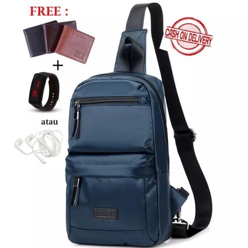 Foto Produk Tas Selempang Bahu Pria / Sling Bag / MS Navy (Free Dompet) - Biru Navy dari Rits.Collection