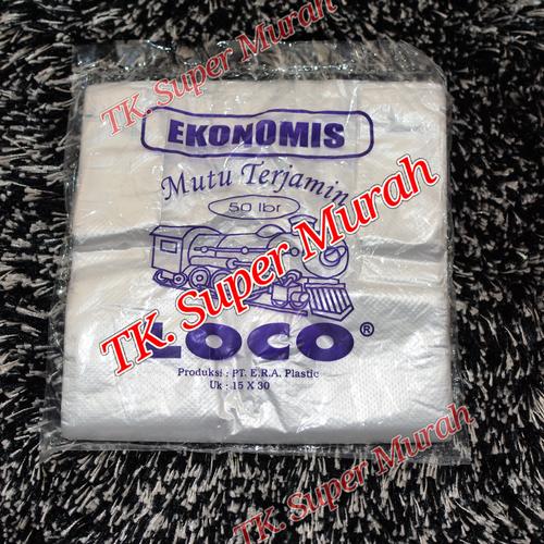 Foto Produk Kantong plastik kresek natural/bening uk. 15 merk Loco ekonomis dari Plastik super murah