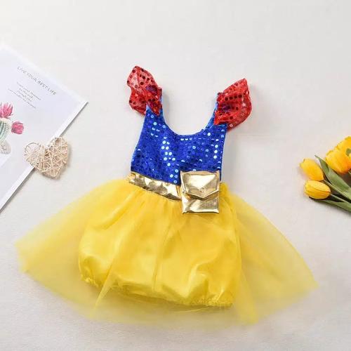 romper dress blue yellow for baby girl 