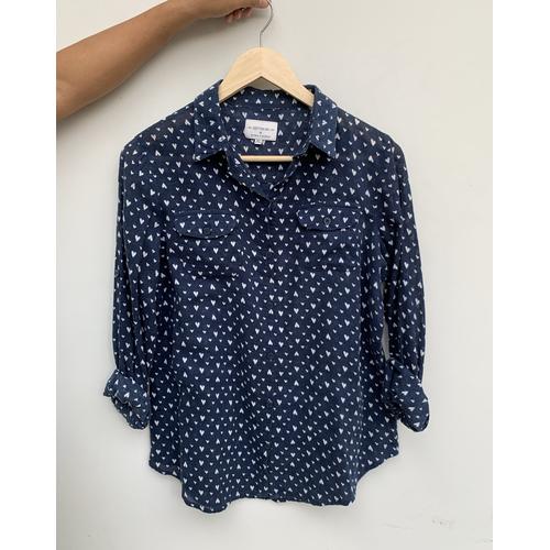 Navy Heart Pattern Long Sleeve Shirt 