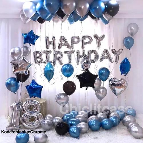 Foto Produk Paket set balon chrome happy birthday elegant exclusive fancy dari chic lit case