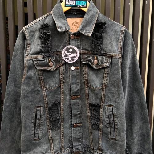 JAKET JEANS DENIM SOBEK RIPPED PRIA 