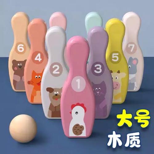 Foto Produk Mainan anak edukasi - Wooden bowling games - mainan bowling dari 2D