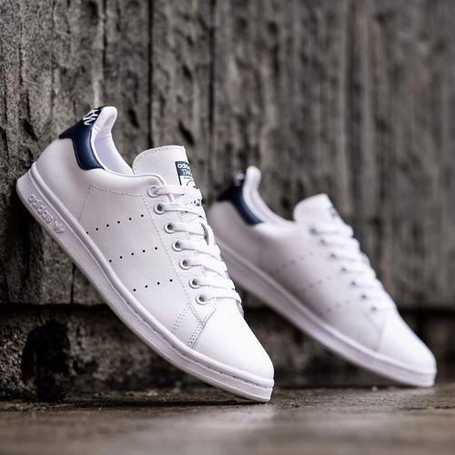 adidas stan smith script white navy