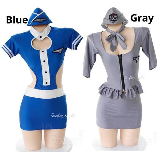 Foto Produk Donna Costume Suit Lingerie Cosplay Kostum Pramugari Pilot - Abu-abu dari Ladies Night