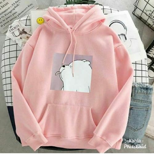 Jual sweater hoodie pink murah wanita 