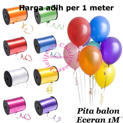 Foto Produk Pita tali balon kado ecer eceran 1 M merah gold putih pink ungu dari chic lit case