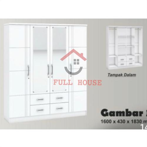 Jual Lemari pakaian lemari baju 4 pintu dengan laci dan cermin full ...