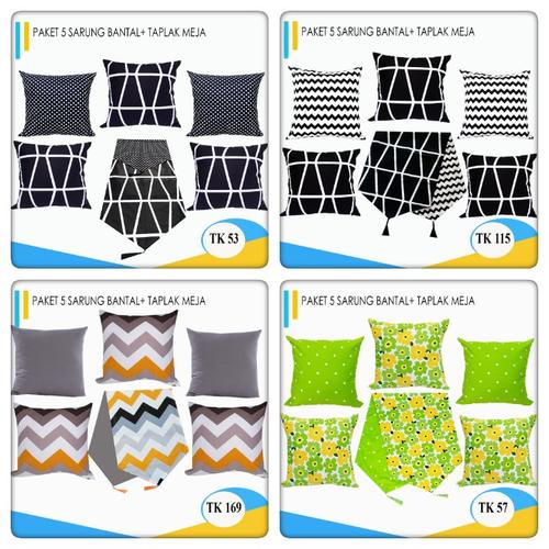 Foto Produk Paket Taplak + Sarung Bantal Sofa 5 pcs 45 x 45 dari pondok aren shop