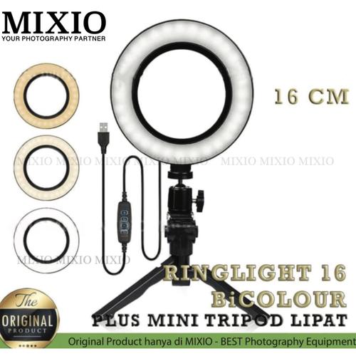 Foto Produk RingLight 16 MIXIO For Selfie Vlogger Livestreamer Plus Tripod Lipat dari Mix acc88