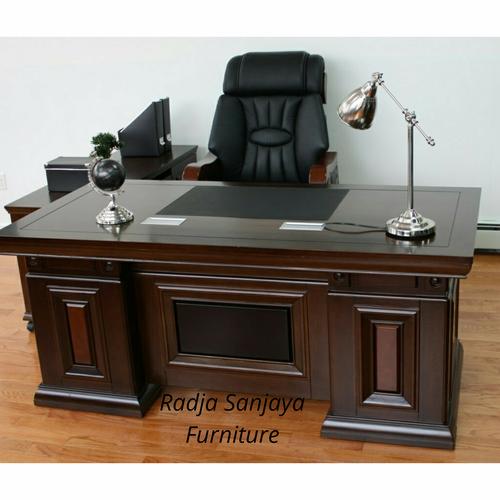 Jual Meja Kantor / Meja Kerja Minimalis Modern Unik - Kayu Jati - Kab