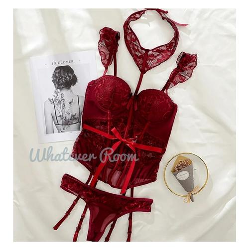 Foto Produk Florence Bodysuit Sexy Lingerie Corset Garter Teddy Bralette Honeymoon - Hitam dari Whatever Room