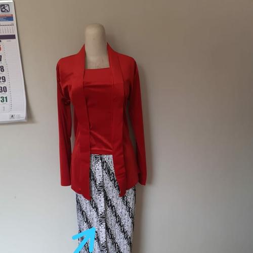 Foto Produk kebaya kutubaru bludru polos premium (size standar) - Merah, M dari farza olshopp
