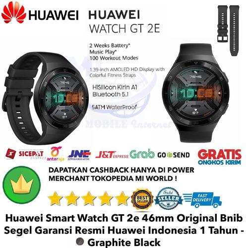 Jual Huawei Smart Watch GT 2e 46mm GT 2 GT2 e 46 mm GT2e Resmi-Black-Hitam  - Hitam - Jakarta Selatan - MI WORLD | Tokopedia