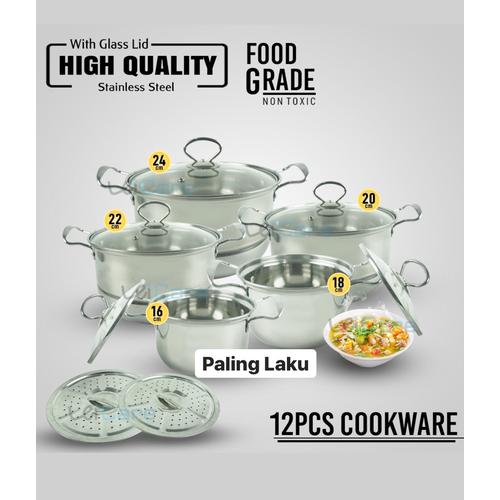 Foto Produk Panci Set High Pot Stainless Steel 12 pcs dari Cellis Houseware