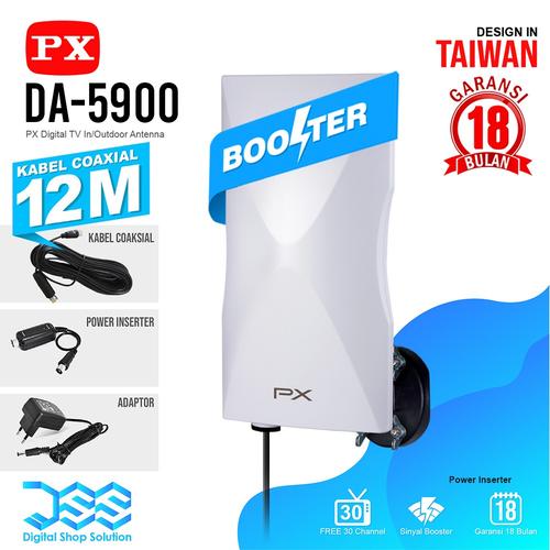 Foto Produk Antena TV Digital Analog PX DA 5900 Kabel 12M Booster Indoor-Outdoor - Putih dari Digital Shop Solution