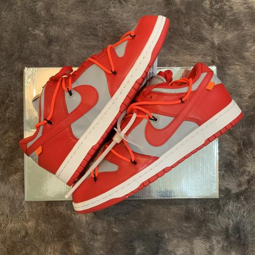 red sb dunks off white