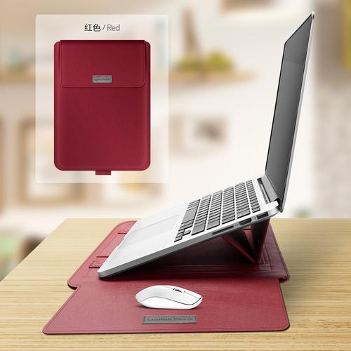 Foto Produk Premium Laptop Sleeve PU Leather with Mousepad and Kickstand 13 inch - Merah dari Warehousegadget28