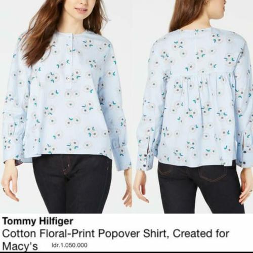 Foto Produk Tom*y Hilfig*r cotton floral blouse - M, floral popover dari Jualan meriah