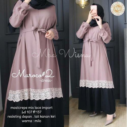 Foto Produk Baju Gamis Wanita Terbaru Maroco Dress Termurah - maroon dari hijabafwa