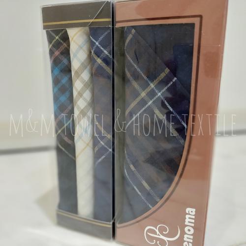 Foto Produk Sapu Tangan Pria Renoma per box/ 3warna (kombinasi hitam, putih, biru) dari M n M Towel Home Style