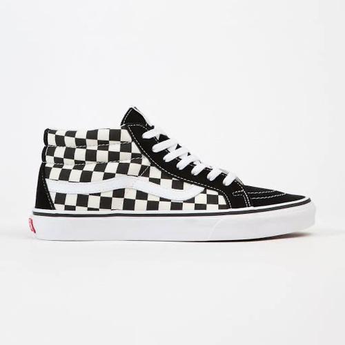 vans mid top checkerboard
