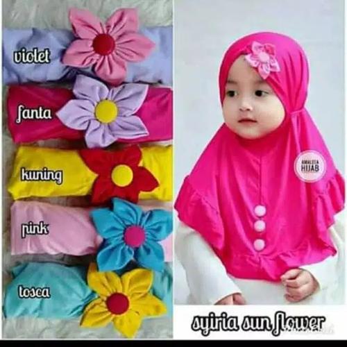 Foto Produk Jilbab bayi bunga matahari/kerudung anak bunga matahari hijab instan - Merah Muda dari RICHIESTO ID