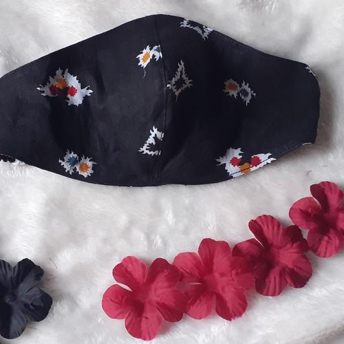 Foto Produk masker kain jumputan 2 lapis/masker kain katun - Hitam, Wanita Dewasa dari farza olshopp