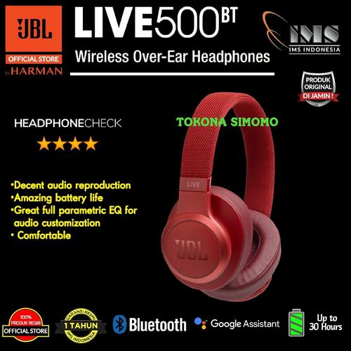 Jual JBL LIVE 500BT / LIVE500BT / LIVE 500 BT Wireless Over-Ear Headphones  - Merah - Jakarta Pusat - tokona simomo | Tokopedia