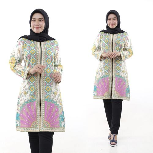 Foto Produk tunik batik kombinasi zipper depan dari sabrinabatikpekalongan