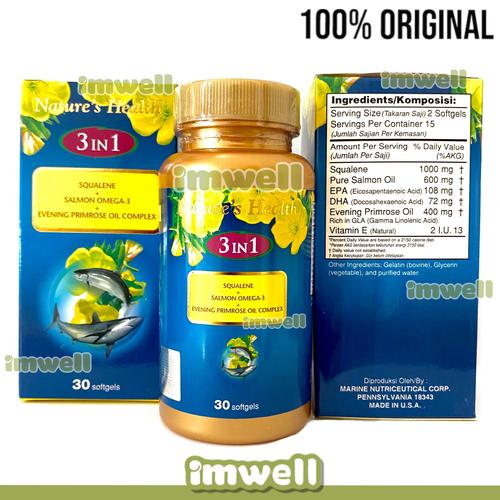 Jual Nature's Health Squalene Omega 3 EPO 3 in 1 (30) - 100% Original -  Jakarta Barat - imwell | Tokopedia