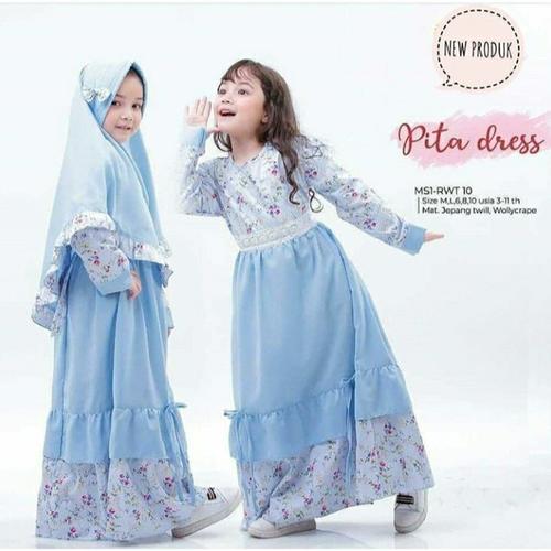 Foto Produk baju gamis anak usia 5-8th pita kids bunga dari KHADIJAH HIJAB STORE