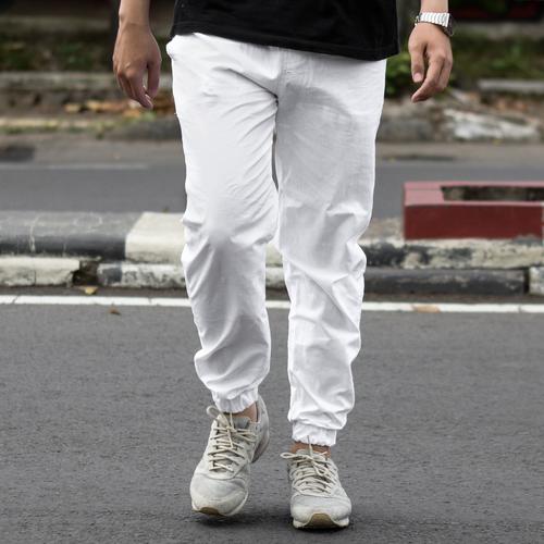 Foto Produk Celana jogger putih polos - Putih, M dari Custom_UMKM_Products
