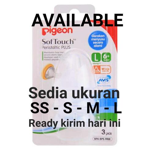 Foto Produk Dot pigeon nipple wide neck SS S M L isi 1 2 3 peristaltic soft touch - L Isi 1 No Box dari GGOnlinestore